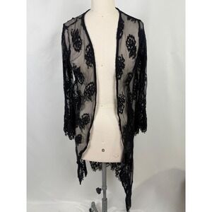 Active USA Black Floral Lace Cardigan Whimsigoth Fairygoth Witchy Feminine